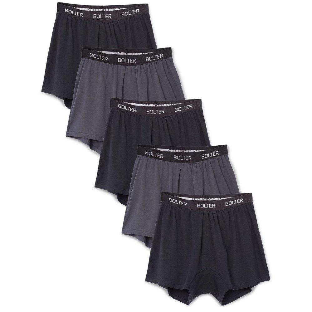5-Pack Men's Cotton Stretch Boxers Shorts 8003 Black/Grey New NWB